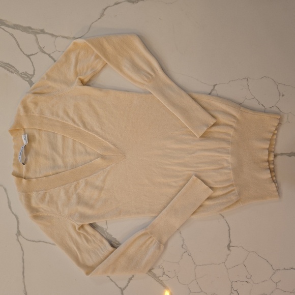 Autumn Cashmere Womens Cashmere V-Neck Long Sleeve Sweater Cream Size XS - Picture 3 of 9